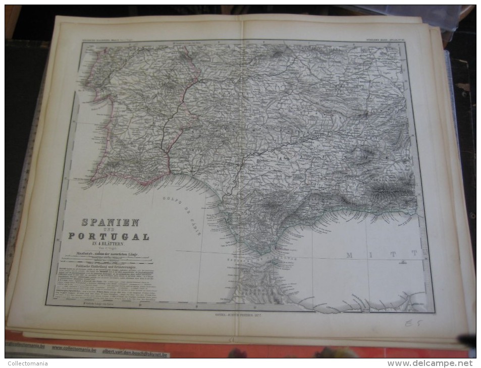 1877 JUSTUS PERTHES - 20 maps EUROPE ITALY IRELAND GERMANY FRANCE SCHWEIZ - Adolf STIELER Gotha approx. 48X38cm