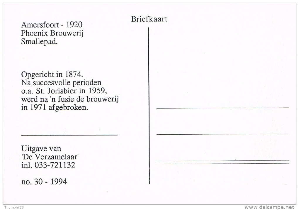 AMERSFOORT - Phoenix Brouwerij - Smallepad - Non Circulé, 2 Scans - Amersfoort