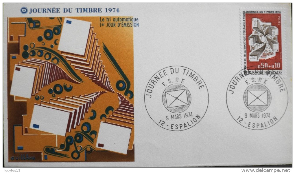 ENVELOPPE 1er JOUR 1974 - Journée Du Timbre - Espalion Le 09.03.1974 - En Parfait état - - 1970-1979