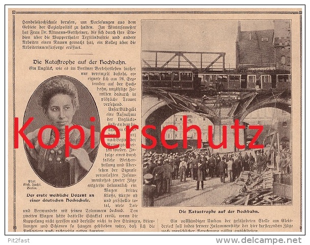 Original Zeitungsbericht - 1908 - Hochbahn In Berlin , Katastrophe , Gleisdreieck , Unfall , Straßenbahn , Eisenbahn !! - Spoorweg