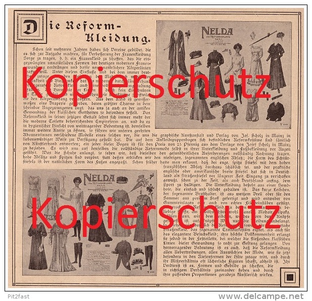 Original Zeitungsbericht - 1908 - NELDA - Die Reformkleidung , Puppe , Mode , Historische Kleidung !! - 1900-1940