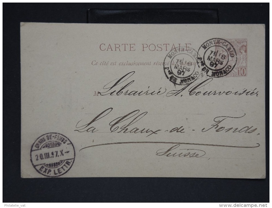 MONACO- ENTIER POSTAL VOYAGE POUR LA SUISSE EN 1897 - A VOIR - LOT P2715 - Ganzsachen