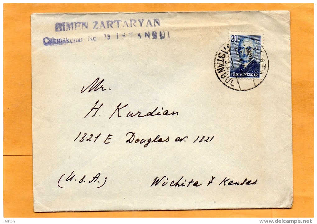 Turkey Old Cover Mailed To USA - Covers & Documents