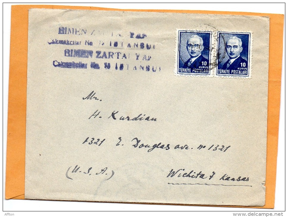 Turkey Old Cover Mailed To USA - Unused Stamps