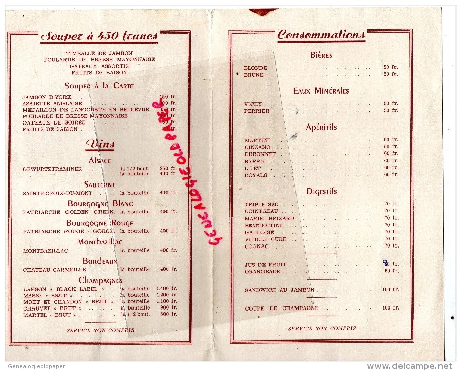 87 - LIMOGES - MENU SALONS DE LA PREFECTURE - 8 DECEMBRE 1951 - Menus