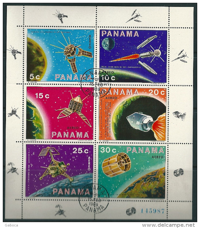 1972 Panama Space Satellite USA Apollo Rocket Sheet Used - América Del Norte