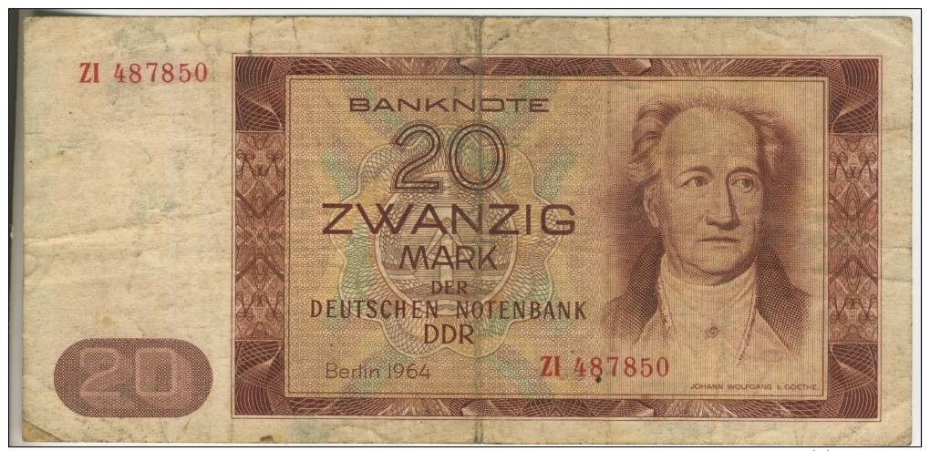 DDR - Ausgabe Der Deutschen Notenbank 1964 Zwanzig Deutsche Mark (44253) - 20 Deutsche Mark