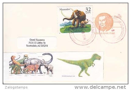 USA Airmail Postcard, Dinosaurs,    (Z-9631) - Fossili