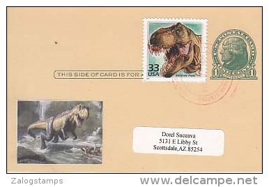 USA Airmail Postcard, Dinosaurs,    (Z-9633) - Fossili