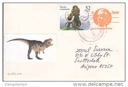 USA Airmail Postcard, Dinosaurs,    (Z-9637) - Fossili