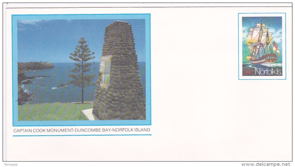 Norfolk Island,1981 Views,Captain Cook Monument, Pre Stamped Envelope 001  Mint - Norfolk Island