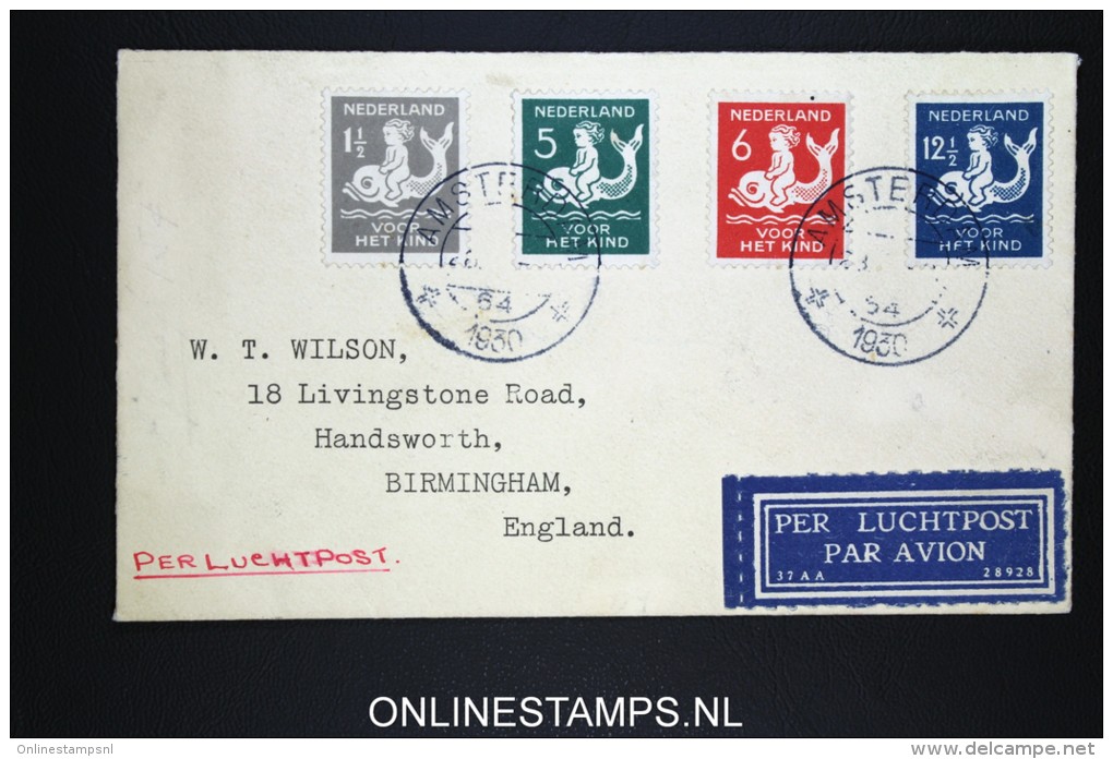 Netherlands: Airmail Cover 1930  Amsterdam To Birmingham  NVPH 225 - 228 - Brieven En Documenten