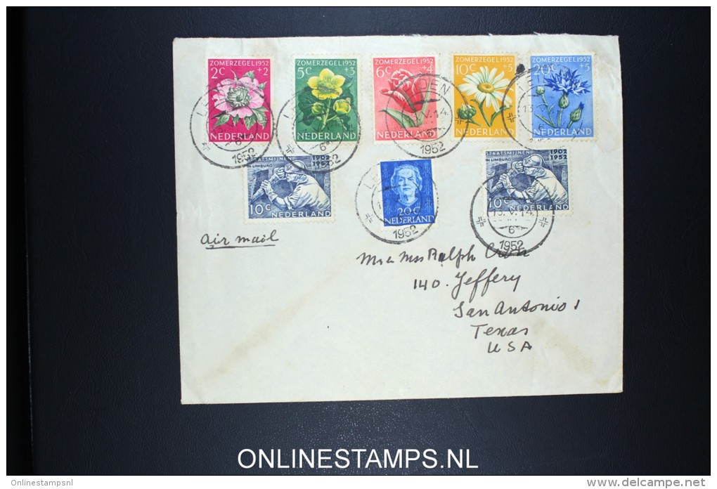 Netherlands: Airmail Cover Leiden To San Antonio USA 1952 NVPH 583 - 587 - Storia Postale