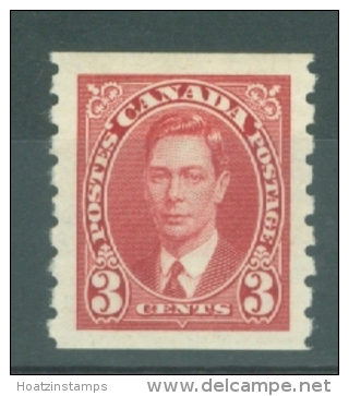 Canada: 1937/38   KGVI   SG370    3c   [Coil - Perf: Imperf X 8]    MH - Nuevos