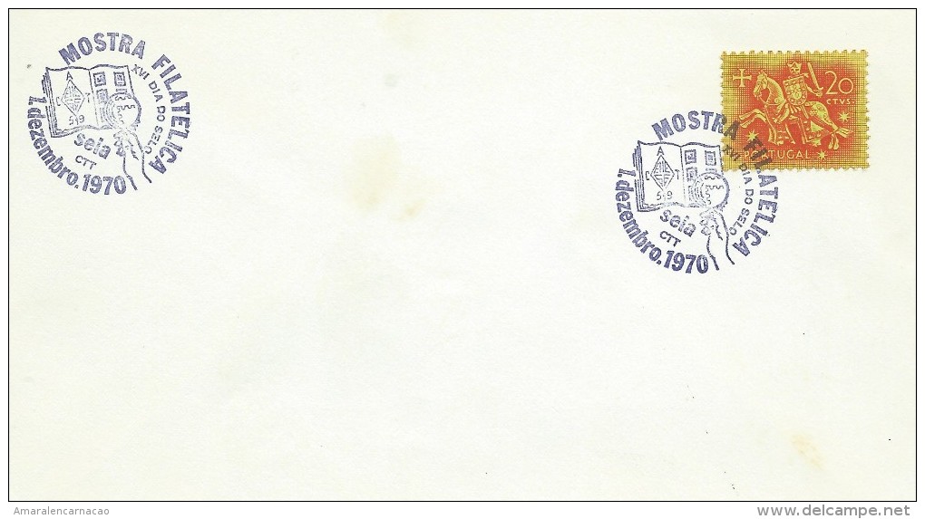 TIMBRES - STAMPS - MARCOPHILIE - PORTUGAL - CACHET  XVI JOUR DU TIMBRE - EXPOSITION PHILATÉLIQUE - SEIA 1-12-1970 - Postal Logo & Postmarks