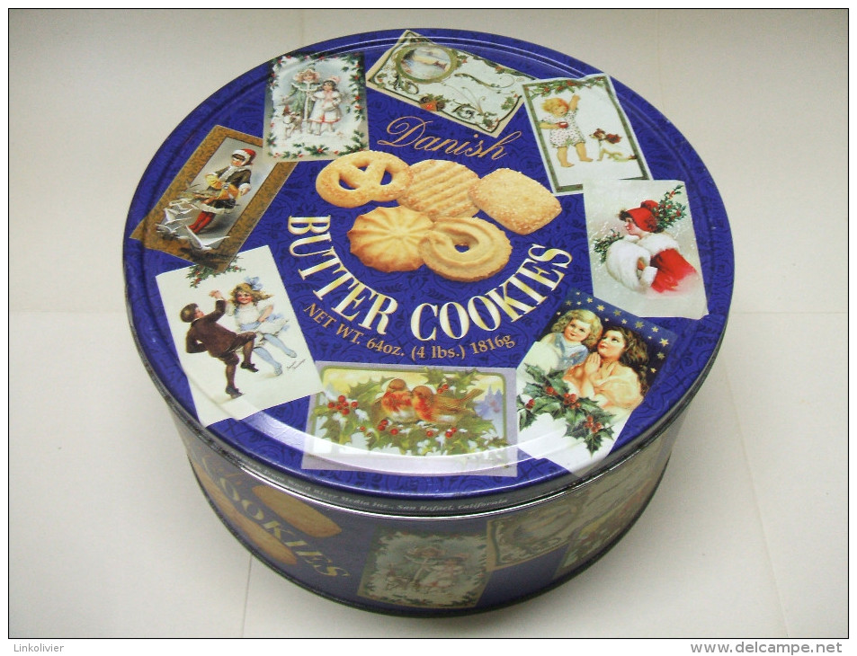 BOITE Biscuits En METAL  - Motif CARTES ANCIENNES De NOEL - Dosen