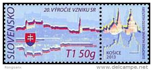 2013 SLOVAKIA Kosice. Slovak Republic-20. 1v: T1 50g+label - Neufs