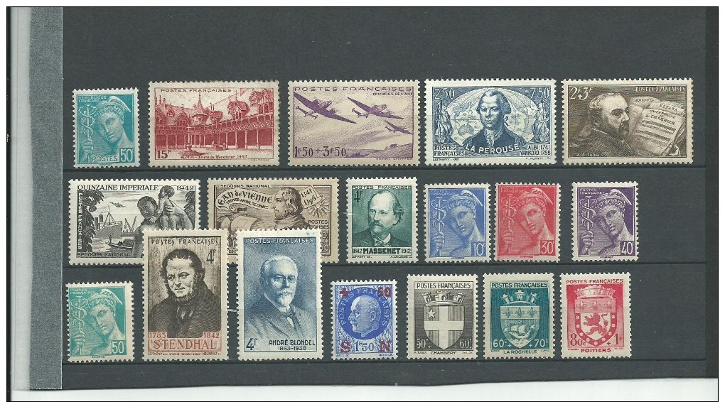 Lot Timbres Neufs  Avec Charniére Année 1942 A SAISIR (détail En Annexe) - Nuevos