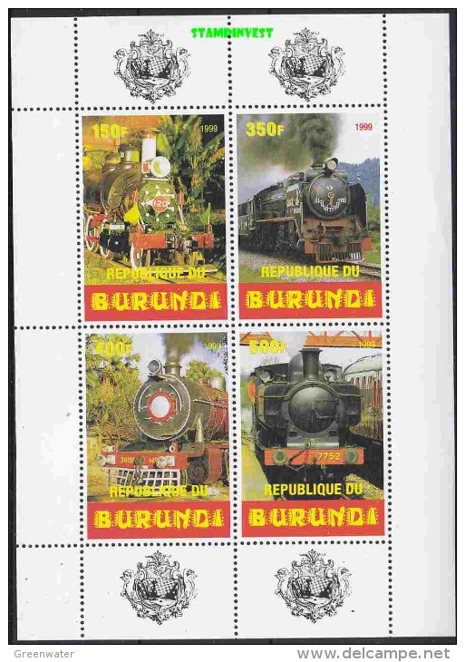 Burundi 1999 Locomotives M/s ** Mnh (20230) - Unused Stamps