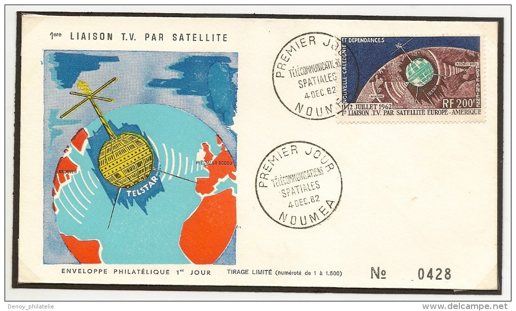 Nouvelle Caledonie Premier Jour N° 73  Telecomunications Spaciales 4 Decembre 1962 , Tirage 1500 Ex - Covers & Documents