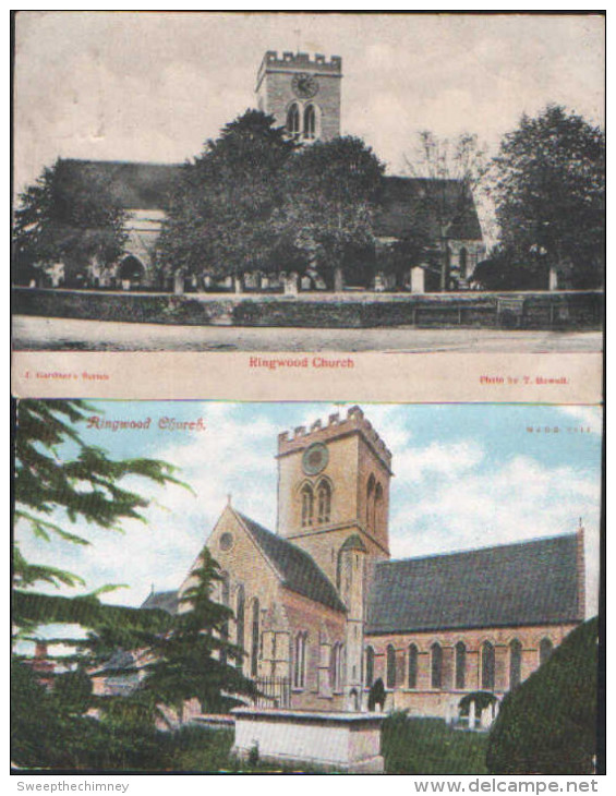 TWO OLD POSTCARDS OF RINGWOOD Parish Church VINTAGE HAMPSHIRE - Otros & Sin Clasificación