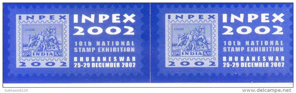 LABEL / STICKER - INPEX 2002 - 10TH INTERNATIONAL STAMP EXHIBITION - BLOCK OF 2 - Stickers