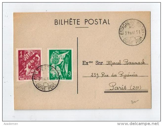 Cp Pour La France 1951 - Guinée Portugaise