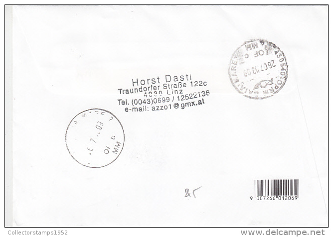 14644- PREPAID STICKER STAMPS ON COVER STATIONERY, 2013, AUSTRIA - Storia Postale