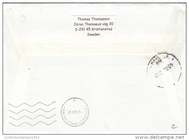 14650- FISH, PEONY FLOWER, STAMP ON COVER, 2002, SWEDEN - Storia Postale