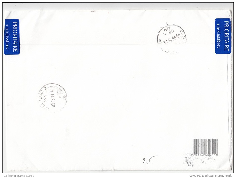 1370FM- BUTTERFLY, STAMP ON COVER, 2010, SWEDEN - Brieven En Documenten