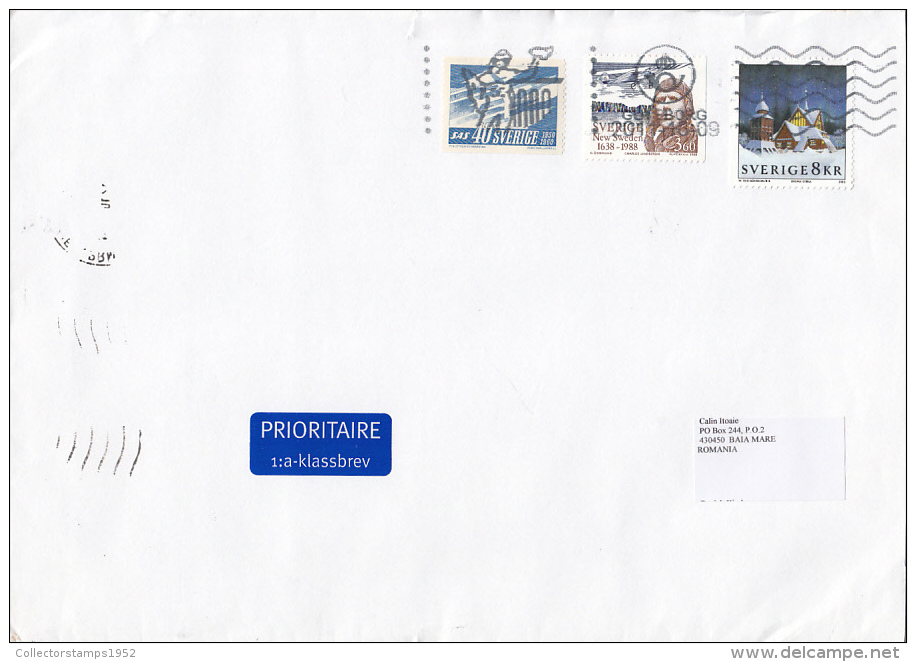 1372FM- PLANE, PILOT, WINTER LANDSCAPE, STAMP ON COVER, 2011, SWEDEN - Briefe U. Dokumente