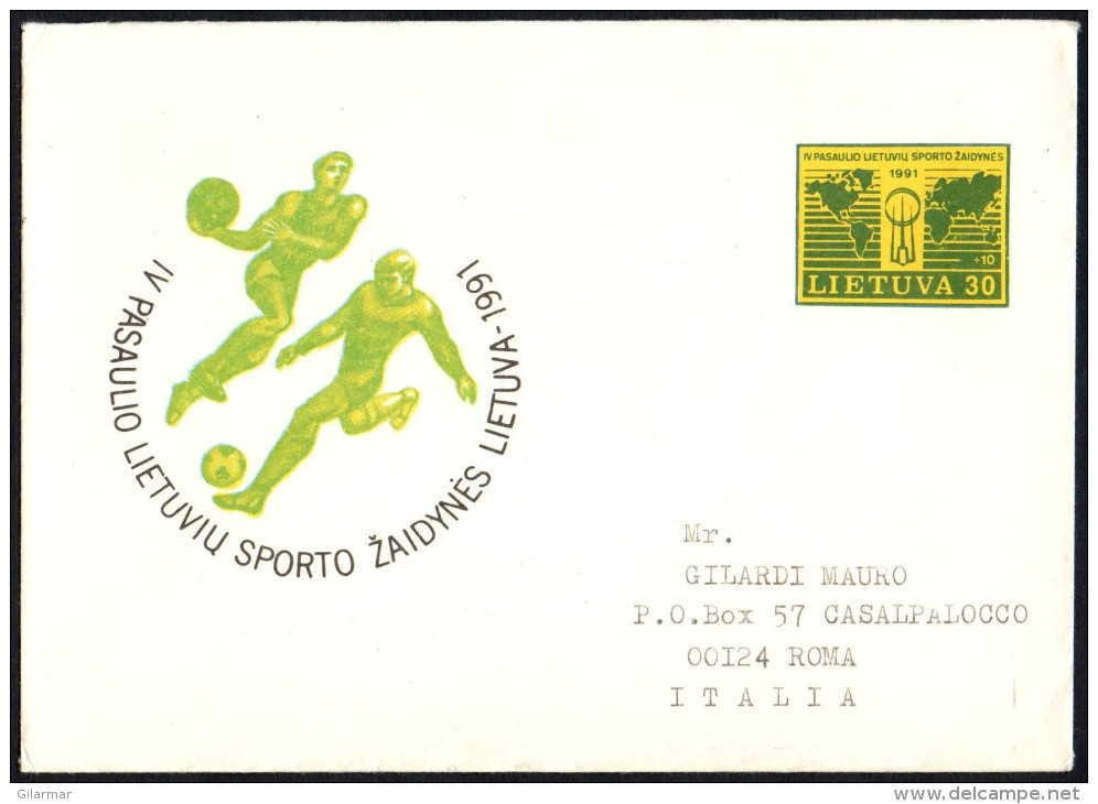 LITHUANIA 1991 - NATIONAL SPORTS GAMES - BASKETBALL / FOOTBALL - MAILED STATIONERY - Brieven En Documenten