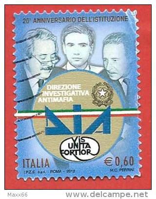 ITALIA REPUBBLICA USATO - 2012 - 20º Anniversario Della Direzione Investigativa Antimafia - DIA -  € 0,60 - S. 3342 - 2011-20: Used