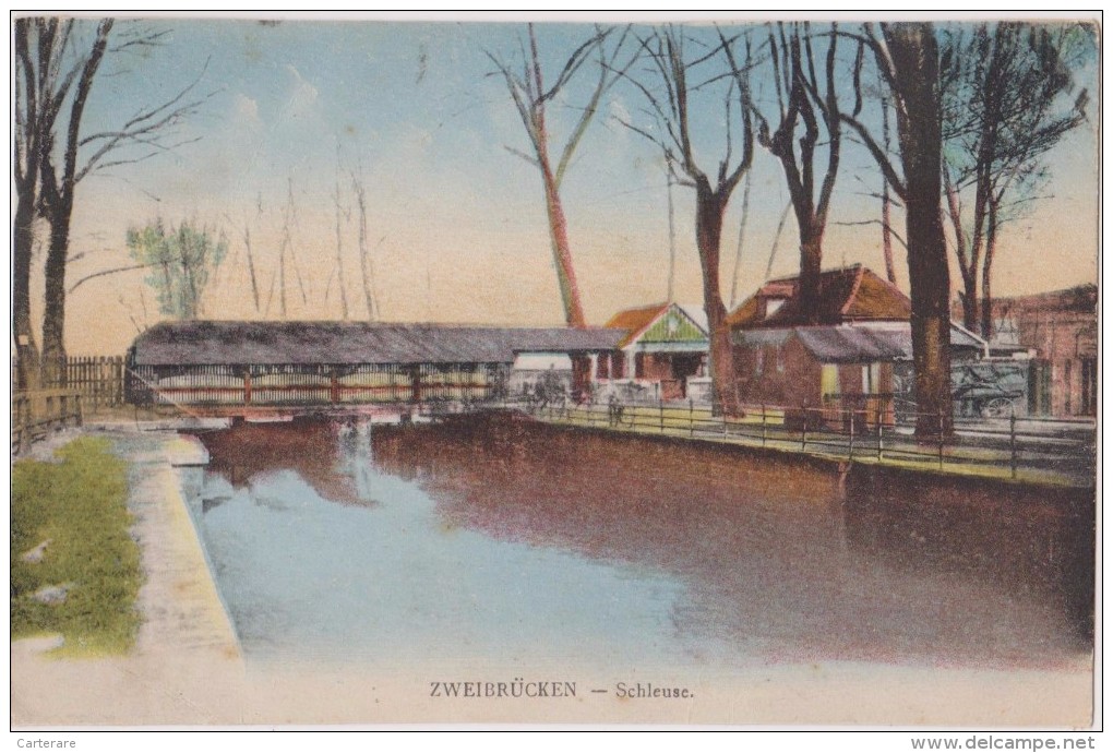 Cpa,1929,allemagne,rhénan Ie  Palatinat,ZWEIBRUCKEN,deux  Ponts,SCHLEUSE,carte En Couleur - Zweibruecken