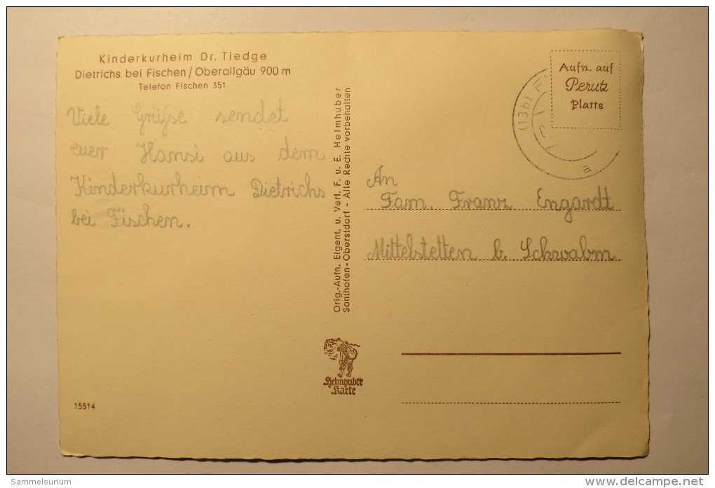 (6/3/83) AK "Dietrichs" Bei Fischen, Kinderkurheim Dr. Tiedge, Oberallgäu - Zwiesel
