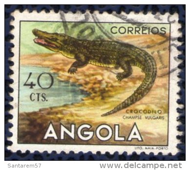 Angola 1953 Oblitéré Rond Used Animaux Sauvages Faune Crocodilo Crocodile - Angola