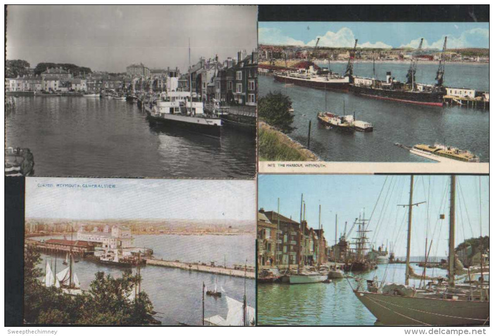 FOUR OLD POSTCARDS OF WEYMOUTH SHOWS SHIPS SHIPPING FERRY WIND POWERED SHIPS DORSET - Weymouth