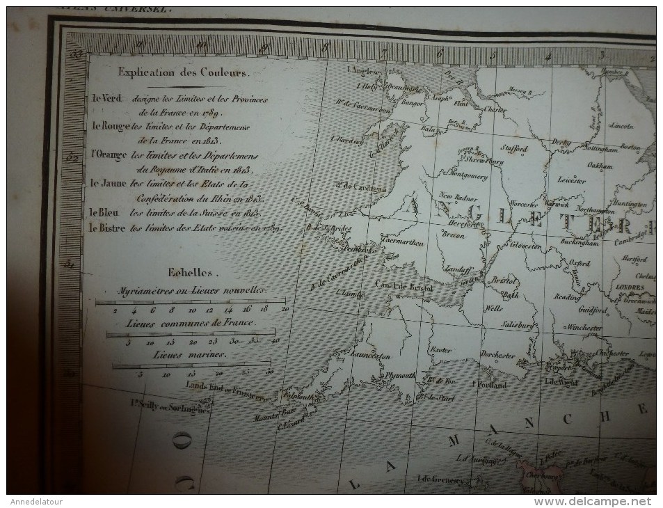 1830 Carte Comparée FRANCE 1789-1813 Dressée Par Lapie 1er Géographe Du Roi,gravure Lallemand ,Chez Eymery Fruger & Cie - Geographical Maps