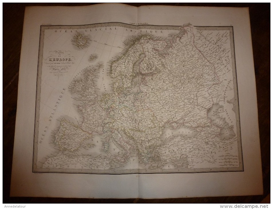 1833 Carte  De L' EUROPE  Dressée Par Lapie 1er Géographe Du Roi,gravure Lallemand ,Chez Eymery Fruger & Cie - Geographical Maps