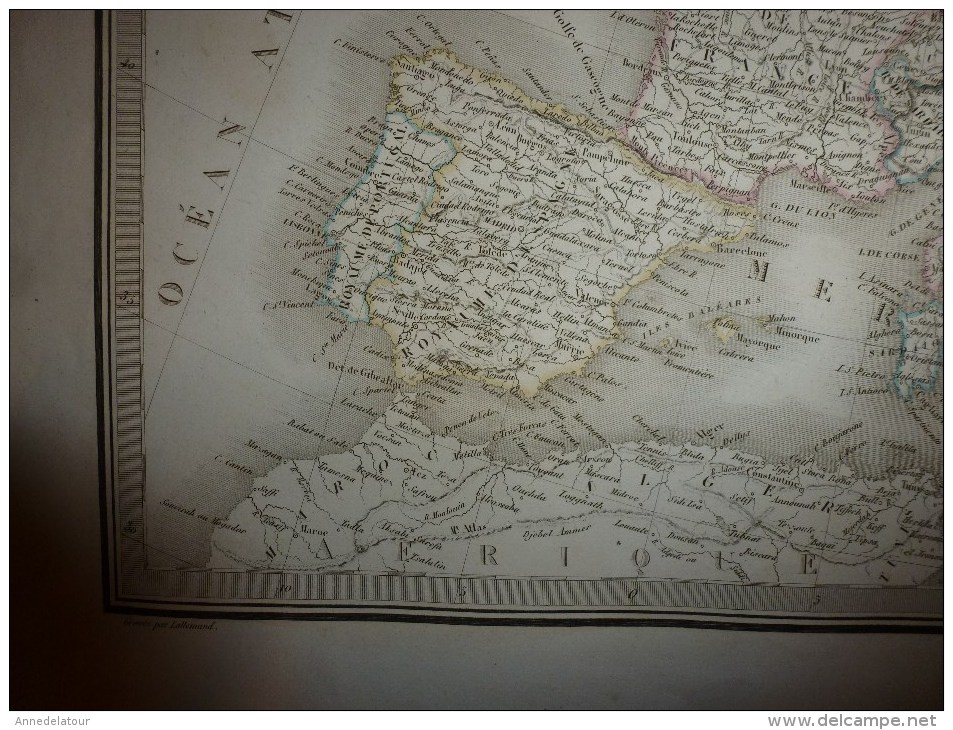 1833 Carte  De L' EUROPE  Dressée Par Lapie 1er Géographe Du Roi,gravure Lallemand ,Chez Eymery Fruger & Cie - Carte Geographique