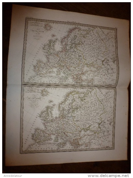 1831 Cartes De L'EUROPE 1789 Et 1813  Dressée Par Lapie 1er Géographe Du Roi,gravure Lallemand,Chez Eymery Fruger & Cie - Mapas Geográficas