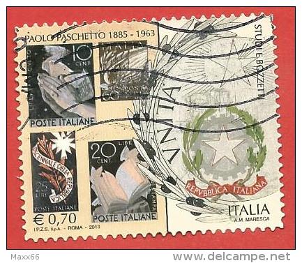ITALIA REPUBBLICA USATO - 2013 - 50º Anniversario Della Morte Di Paolo Paschetto - € 0,70 - S. 3380 - 2011-20: Used