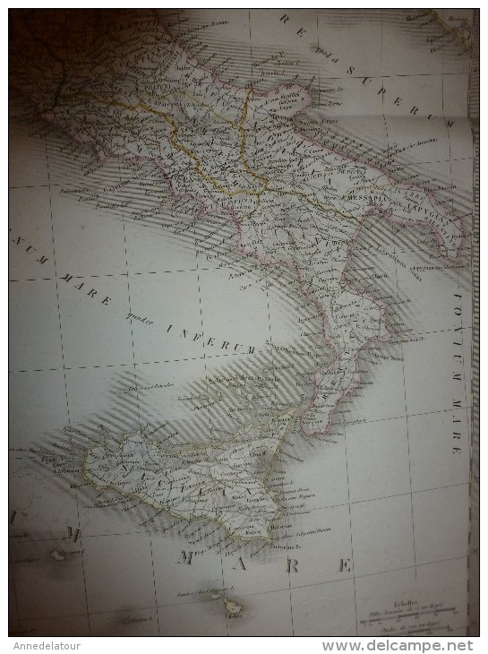 1832 Carte De L' ITALIE Ancienne Par Lapie 1er Géographe Du Roi,gravure Lallemand,Chez Eymery Fruger & Cie - Geographical Maps