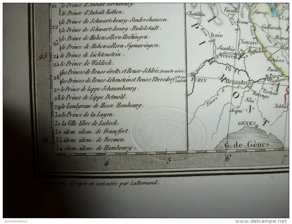 1830 Carte De L' ALLEMAGNE Ancienne Par Lapie 1er Géographe Du Roi,gravure Lallemand,Chez Eymery Fruger & Cie - Cartes Géographiques