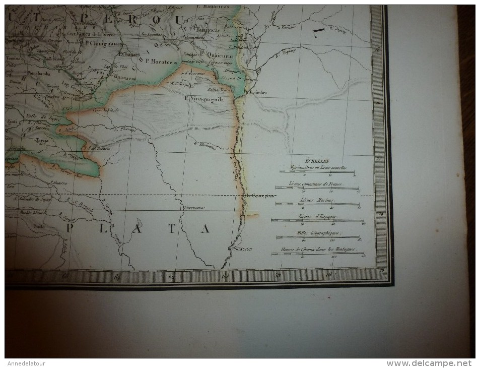 1829 Carte Du PEROU Et Ht PEROU Par Lapie 1er Géographe Du Roi,gravure Lallemand,Chez Eymery Fruger & Cie - Geographical Maps
