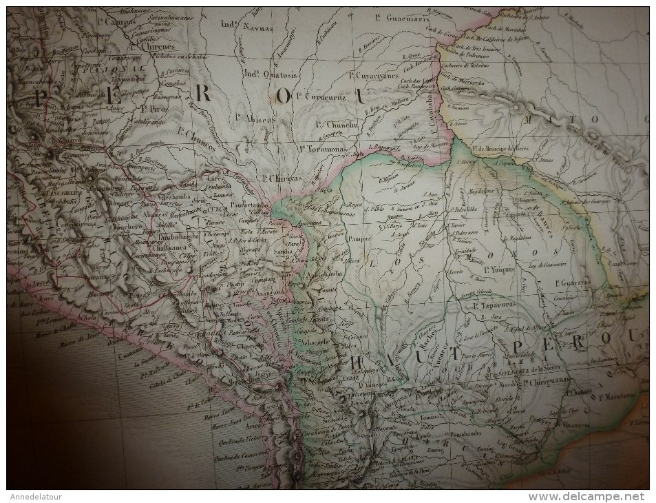 1829 Carte Du PEROU Et Ht PEROU Par Lapie 1er Géographe Du Roi,gravure Lallemand,Chez Eymery Fruger & Cie - Geographical Maps