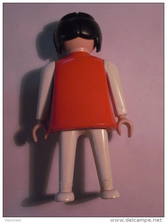 1 FIGURINE FIGURE DOLL PUPPET DUMMY TOY IMAGE POUPÉE - GIRL RED PLAYMOBIL GEOBRA 1974 - Playmobil