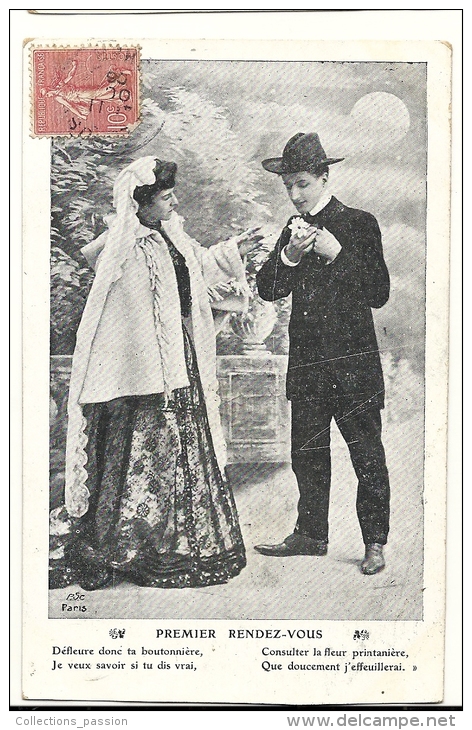 Cp, Couple, Premier Rendez-Vous, Voyagée 1906 - Paare