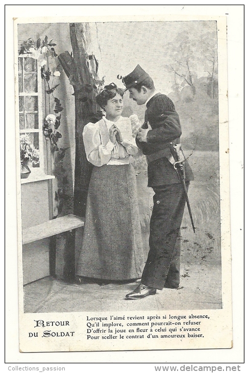 Cp, Couple, Retour Du Soldat, Voyagée 1907 - Paare