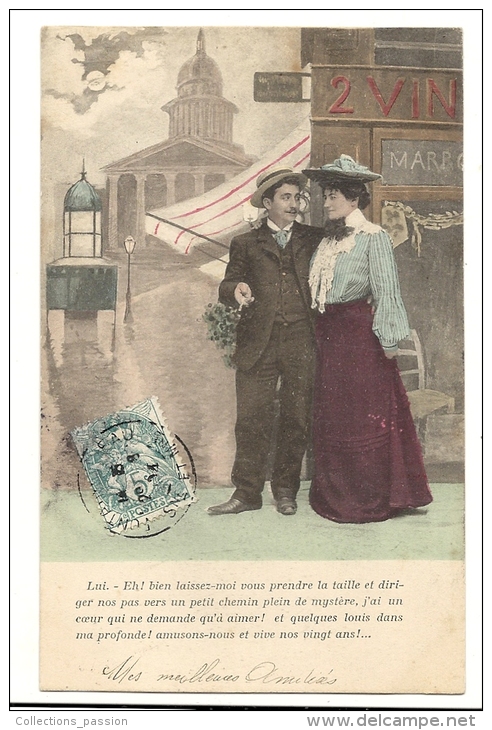 Cp, Couple, Lui - Eh Bien Laissez Moi Vous ...., Voyagée 1904 - Paare